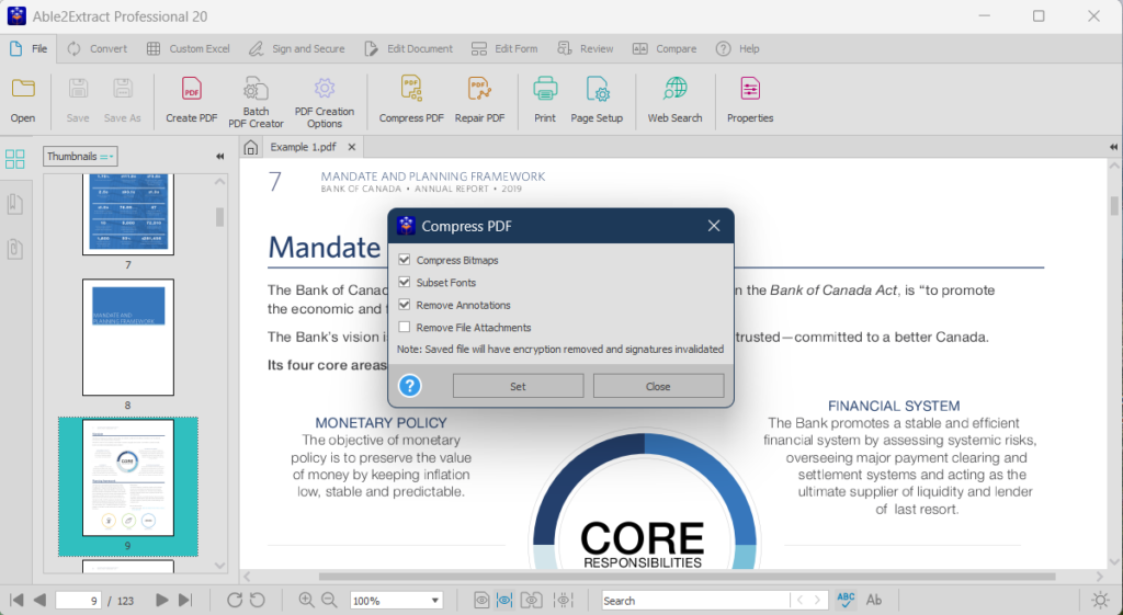 Custom compress PDF files with Able2Extract Pro 20