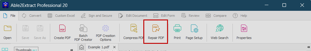 Repair damaged PDFs with Able2Extract Pro 20